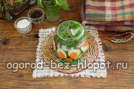 Corked jar with cucumbers