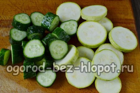 chopped cucumbers and zucchini