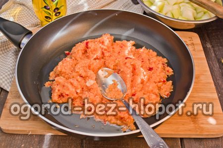 mashed vegetables in a pan