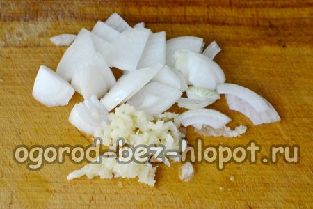 chopped onions and garlic