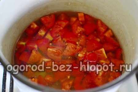 tomaten in water in een pan