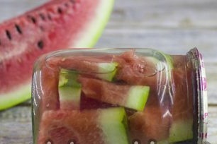 jar with salted watermelon