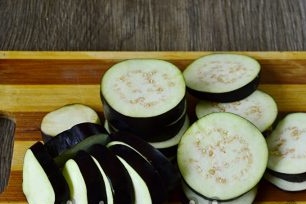 cut eggplant into rings and sprinkle with salt