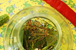 verts et épices dans un bocal