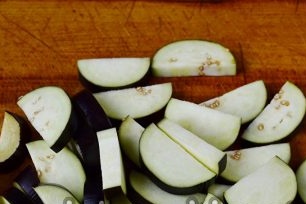 cut eggplant in half circles