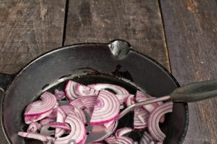 fry red onions