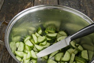 chopped cucumbers
