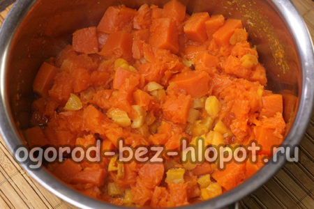kook pompoen met gedroogde abrikozen