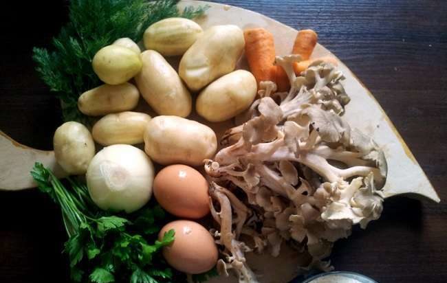 Ingrédients pour soupe aux champignons