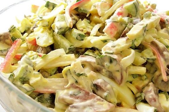 Salade Met Champignons En Krabsticks