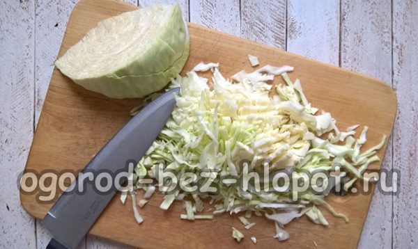 cut the cabbage into strips