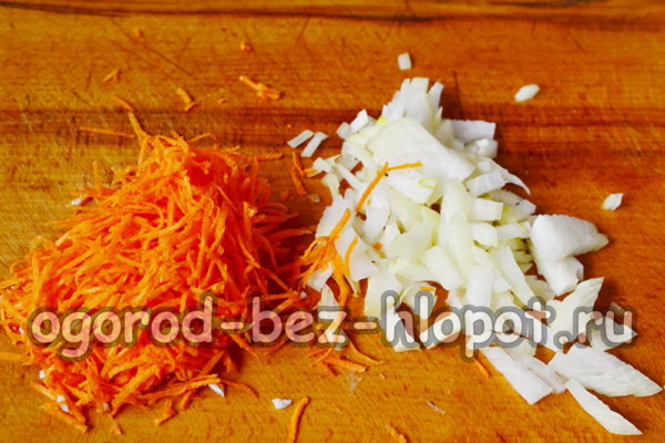 chop onions and carrots