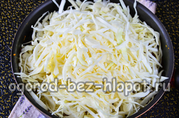 chop cabbage and add to meat