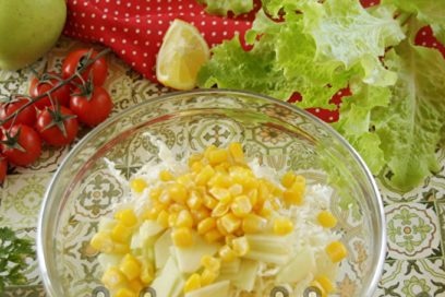 Beijing cabbage, apples and corn