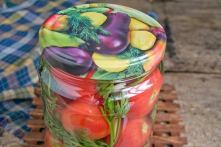 Jar of pickled tomatoes