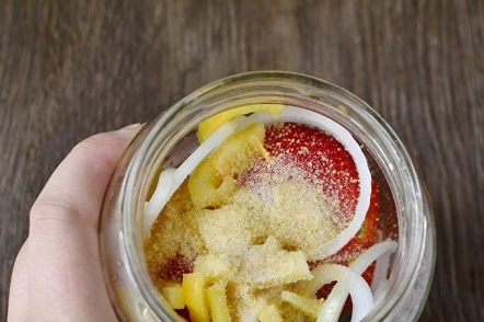 putting ingredients in a jar