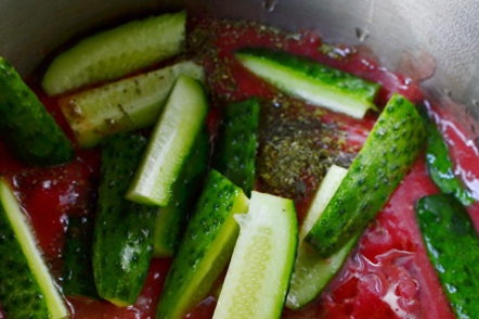 add cucumbers to the sauce