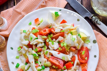 salad with vegetables and squids